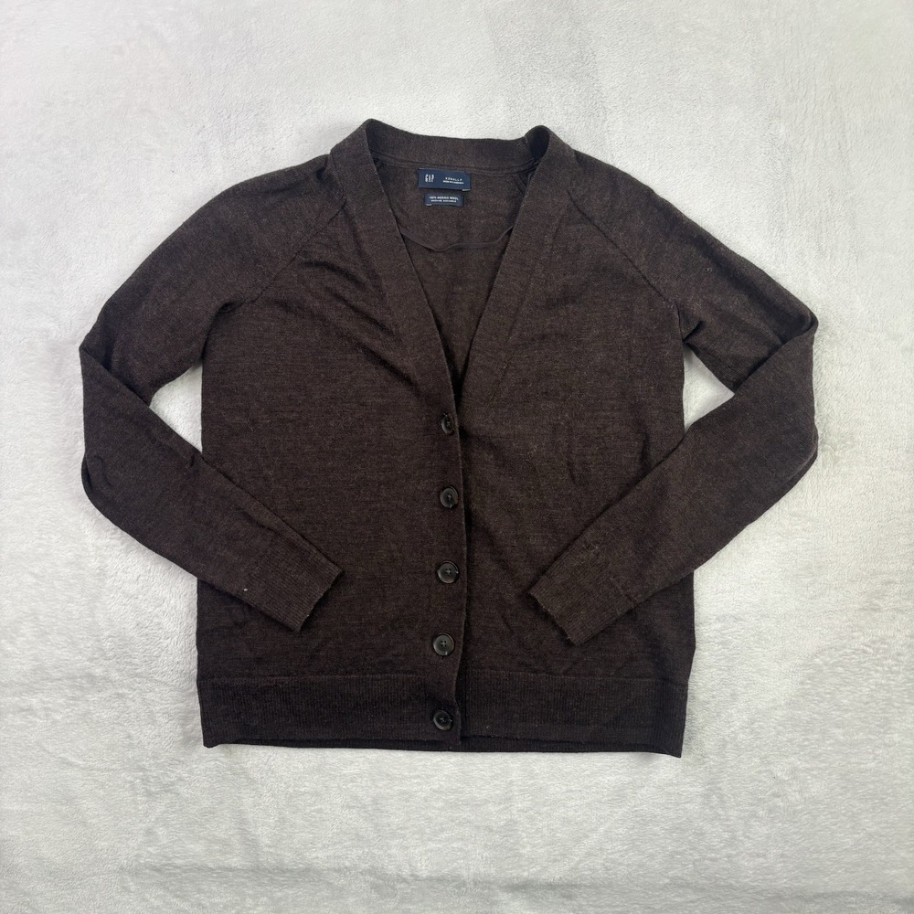 Gap Merino Wool Brown Long Sleeve Button Up Cardigan Women's XS Petite